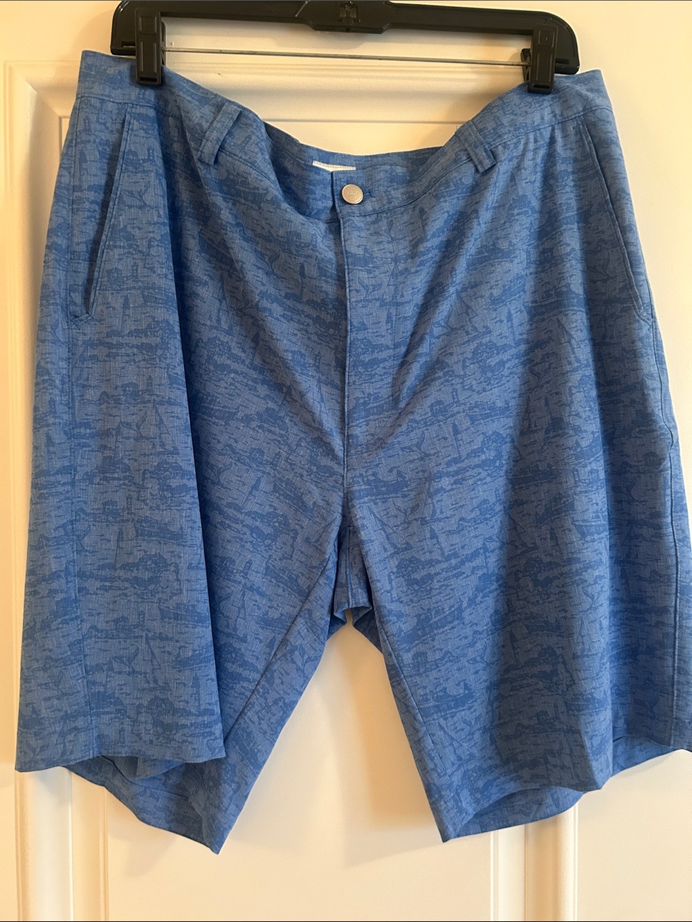 Peter Millar Blue Textured Flat-Front Shorts